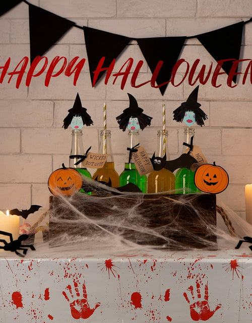 Load image into Gallery viewer, Newwiee Halloween Bloody Tablecloth Blood Handprint Zombie Decor 102x51in
