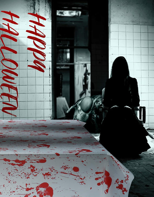 Load image into Gallery viewer, Newwiee Halloween Bloody Tablecloth Blood Handprint Zombie Decor 102x51in
