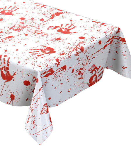 Newwiee Halloween Bloody Tablecloth Blood Handprint Zombie Decor 102x51in