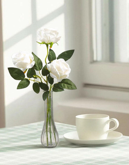 Load image into Gallery viewer, Glass Vase 8.6in Ribbed Design Wedding Centerpiece Floating Candle Gray
