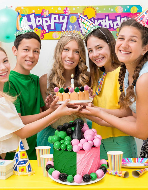 Load image into Gallery viewer, Leinuosen 97 Pcs Witch Party Supplies Pink Green Balloons Mini Toppers Black Hat
