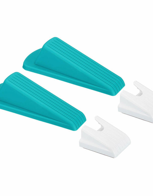 Load image into Gallery viewer, PATIKIL 4 Pcs Large Blue Rubber Door Stoppers Wedge with Storage Box
