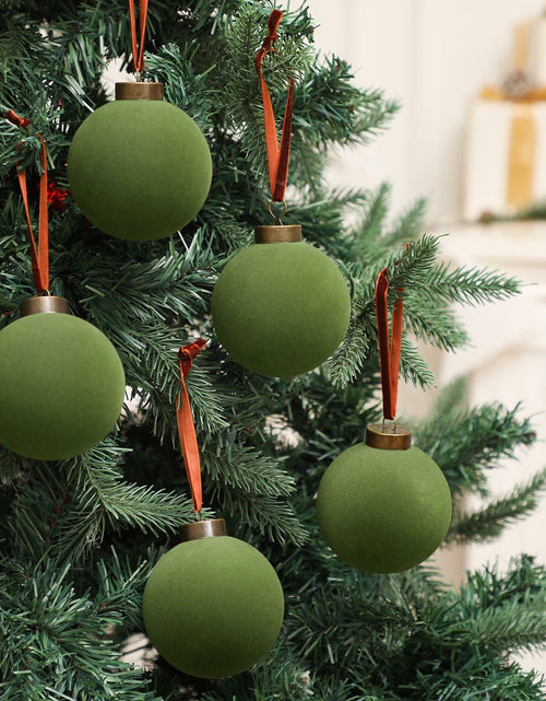 Load image into Gallery viewer, Liliful Velvet Christmas Balls Ornaments Green 3.15 Inch 15 Pcs
