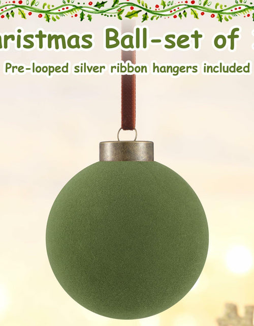 Load image into Gallery viewer, Liliful Velvet Christmas Balls Ornaments Green 3.15 Inch 15 Pcs

