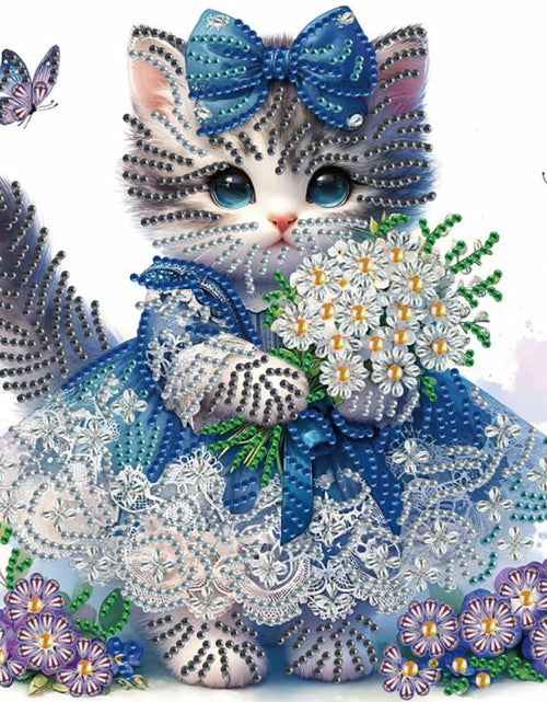 Load image into Gallery viewer, WSLWXSHM 5D Cat Diamond Art Kit 12x12in Crystal Rhinestones Animal
