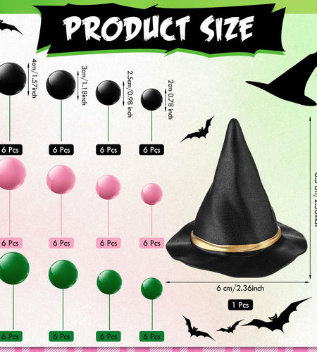 Leinuosen 97 Pcs Witch Party Supplies Pink Green Balloons Mini Toppers Black Hat