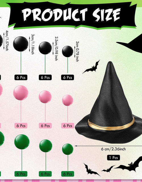 Load image into Gallery viewer, Leinuosen 97 Pcs Witch Party Supplies Pink Green Balloons Mini Toppers Black Hat
