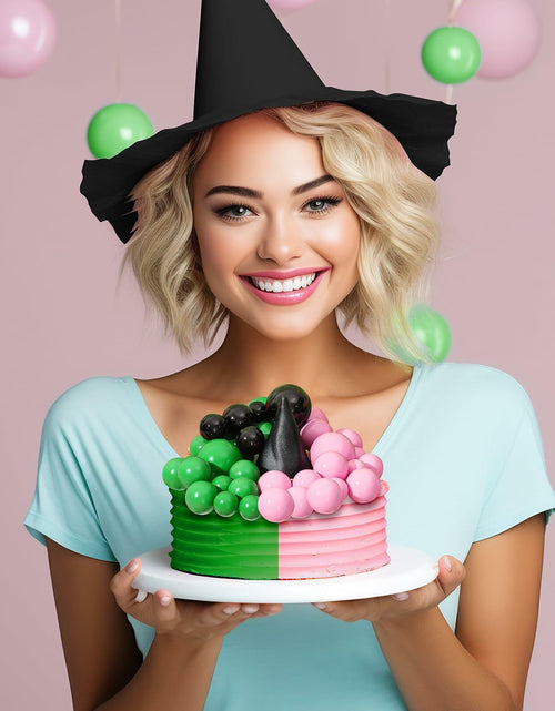 Load image into Gallery viewer, Leinuosen 97 Pcs Witch Party Supplies Pink Green Balloons Mini Toppers Black Hat
