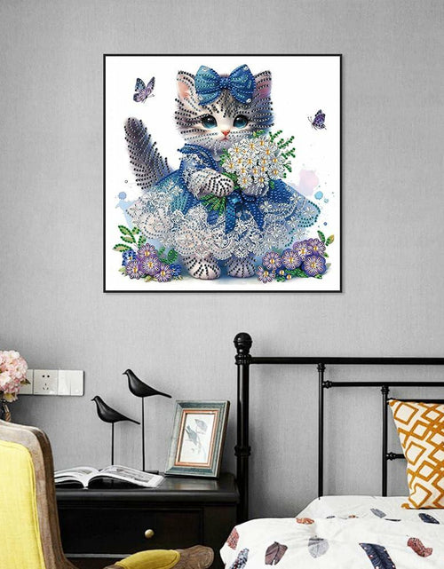 Load image into Gallery viewer, WSLWXSHM 5D Cat Diamond Art Kit 12x12in Crystal Rhinestones Animal

