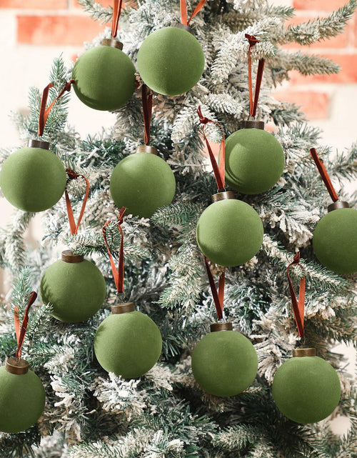 Load image into Gallery viewer, Liliful Velvet Christmas Balls Ornaments Green 3.15 Inch 15 Pcs
