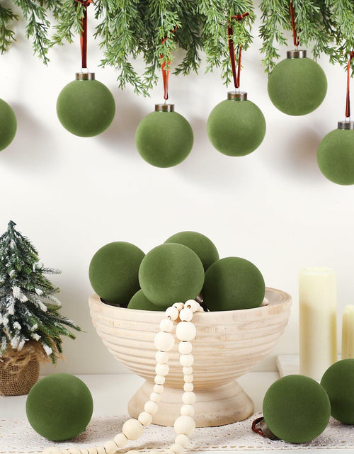 Load image into Gallery viewer, Liliful Velvet Christmas Balls Ornaments Green 3.15 Inch 15 Pcs

