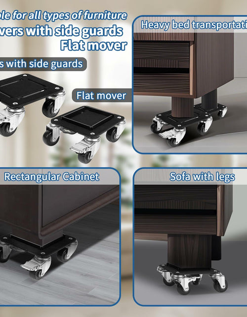 Load image into Gallery viewer, Heavy Duty Furniture Movers 4 Wheels 2000lbs Load Capacity Black Set
