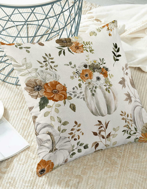Load image into Gallery viewer, CXMEIFLY Fall Decor Pillow Covers Set of 2 18x18 Cream Pumpkin Floral
