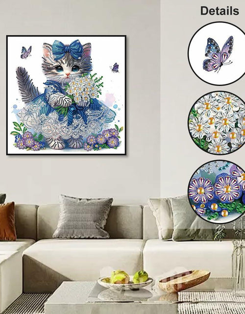 Load image into Gallery viewer, WSLWXSHM 5D Cat Diamond Art Kit 12x12in Crystal Rhinestones Animal
