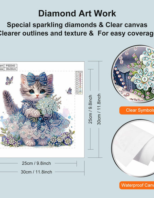 Load image into Gallery viewer, WSLWXSHM 5D Cat Diamond Art Kit 12x12in Crystal Rhinestones Animal
