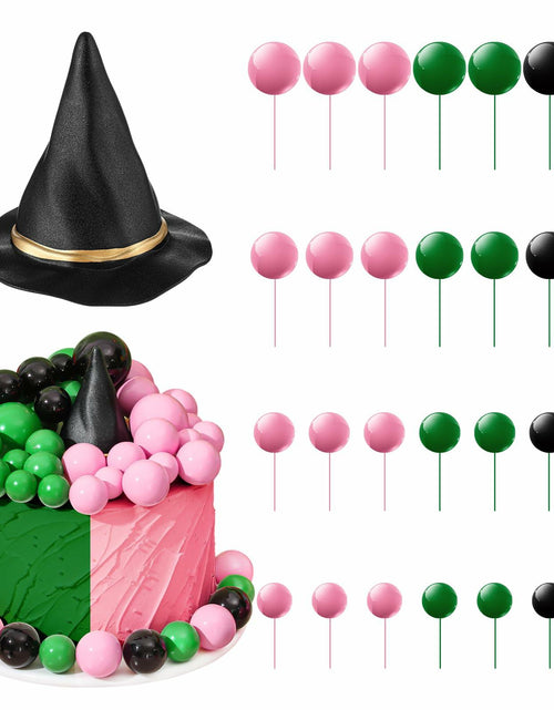 Load image into Gallery viewer, Leinuosen 97 Pcs Witch Party Supplies Pink Green Balloons Mini Toppers Black Hat
