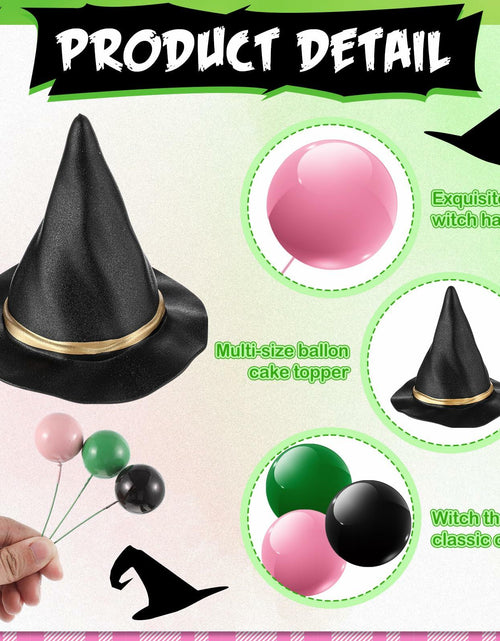 Load image into Gallery viewer, Leinuosen 97 Pcs Witch Party Supplies Pink Green Balloons Mini Toppers Black Hat
