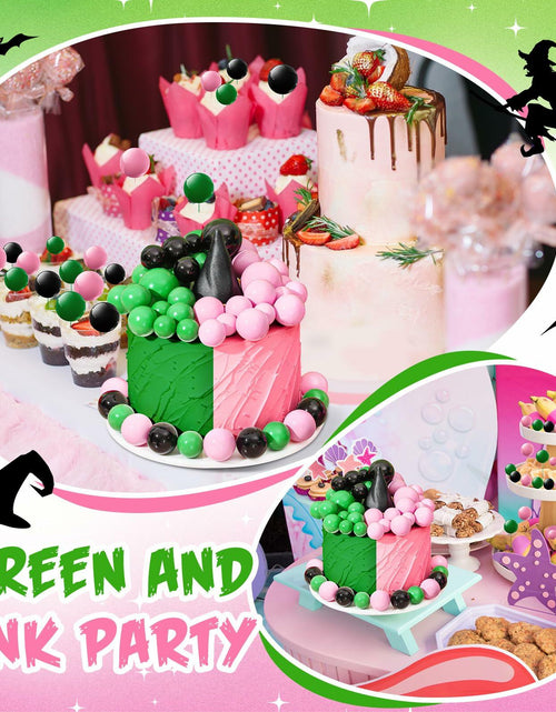 Load image into Gallery viewer, Leinuosen 97 Pcs Witch Party Supplies Pink Green Balloons Mini Toppers Black Hat
