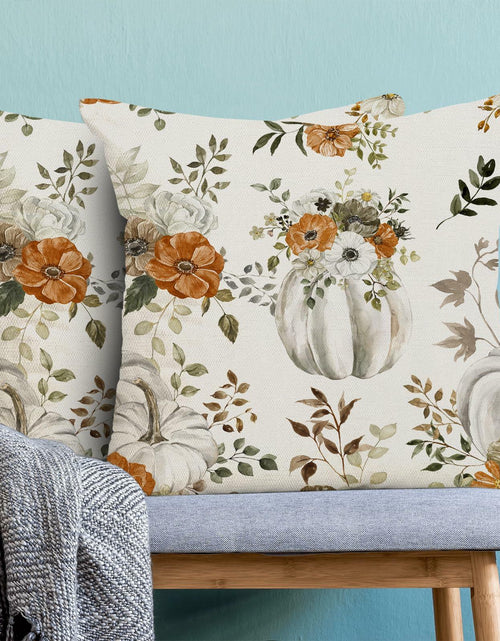 Load image into Gallery viewer, CXMEIFLY Fall Decor Pillow Covers Set of 2 18x18 Cream Pumpkin Floral
