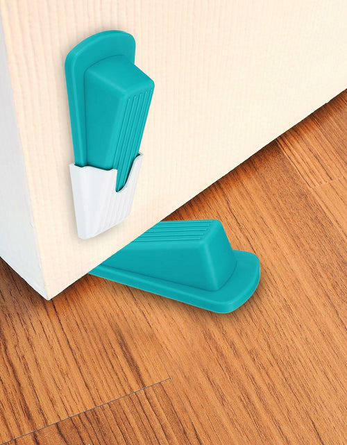 Load image into Gallery viewer, PATIKIL 4 Pcs Large Blue Rubber Door Stoppers Wedge with Storage Box
