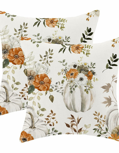 Load image into Gallery viewer, CXMEIFLY Fall Decor Pillow Covers Set of 2 18x18 Cream Pumpkin Floral
