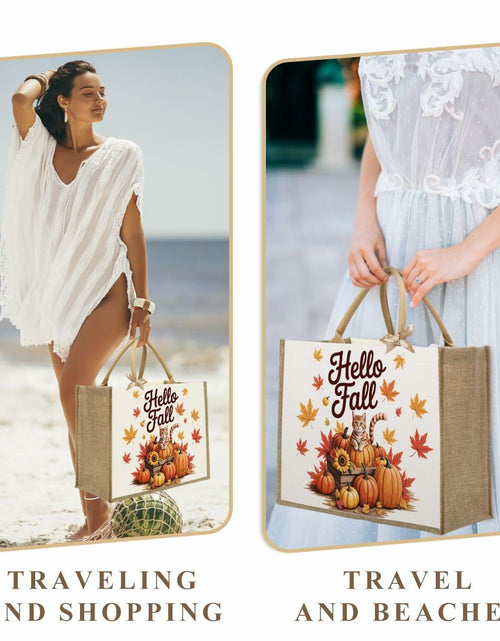 Load image into Gallery viewer, CHQIUCR Autumn Pumpkin Canvas Tote Bag Large Reusable Grocery Bag 16.7x12.5x7.5
