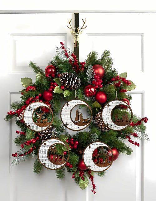 Load image into Gallery viewer, SOLMAYCO Christmas Nativity Ornaments Set of 5 Wooden Religious Decorations
