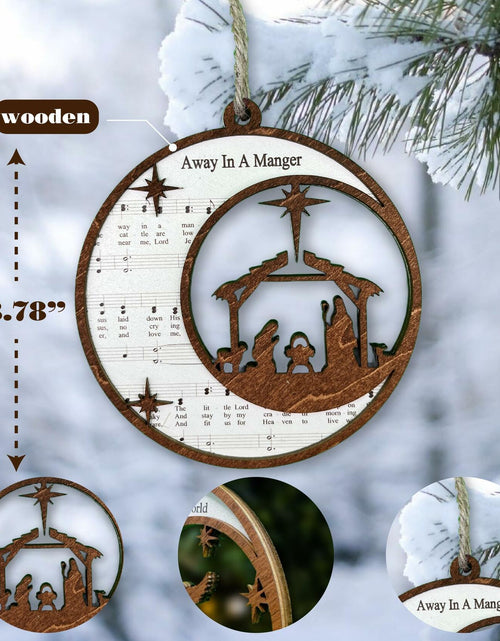 Load image into Gallery viewer, SOLMAYCO Christmas Nativity Ornaments Set of 5 Wooden Religious Decorations

