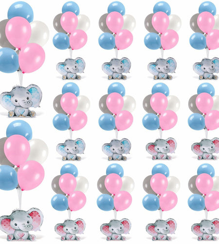 12 Sets Baby Shower Balloon Stand Kit Gender Reveal Pink Blue Table Decor