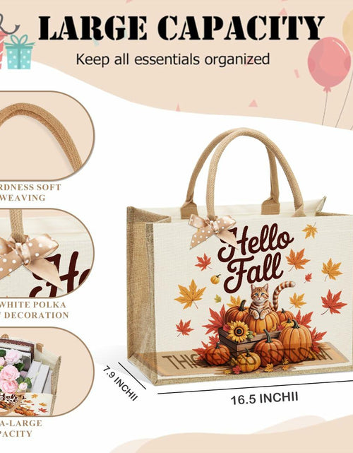 Load image into Gallery viewer, CHQIUCR Autumn Pumpkin Canvas Tote Bag Large Reusable Grocery Bag 16.7x12.5x7.5
