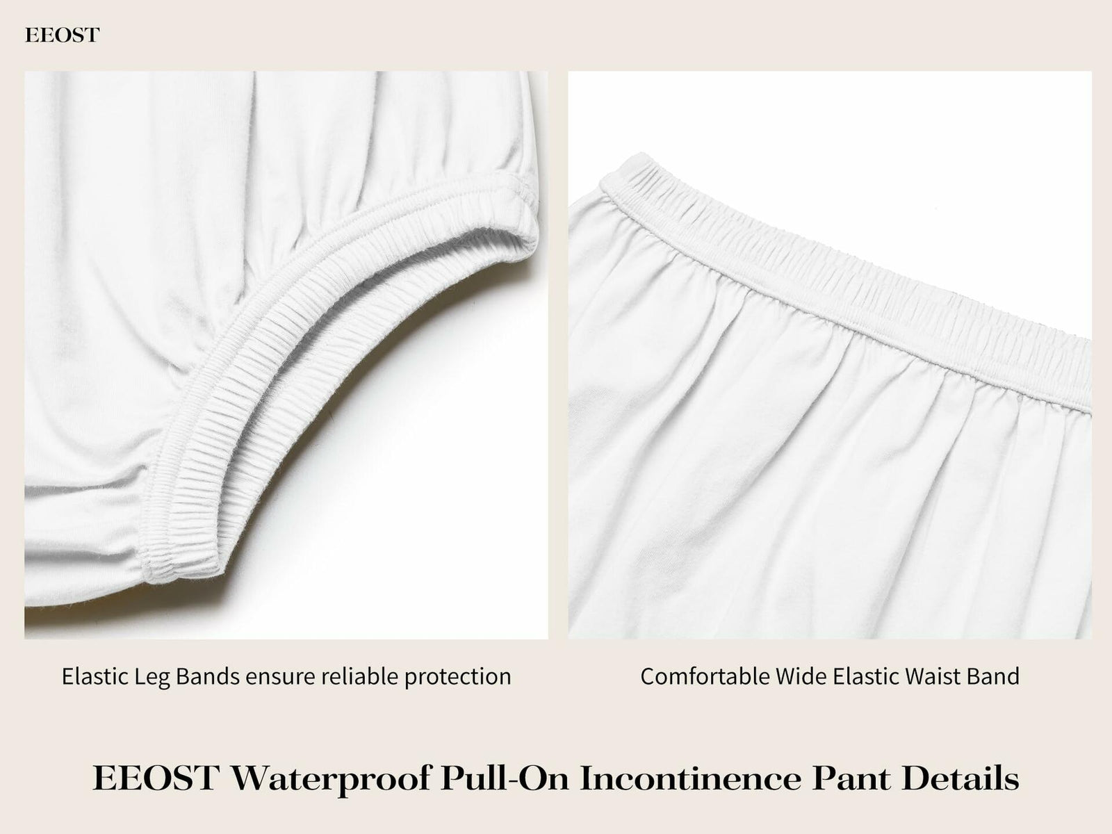 EEOST Women's Incontinence Diaper Plastic Pants Waterproof Cloth Cover White XXL