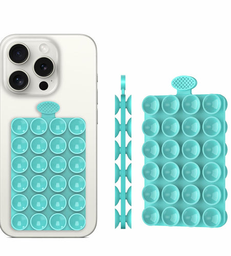 ZZGX 2PCS Silicone Suction Cup Phone Mount Holder Turquoise Double Sided
