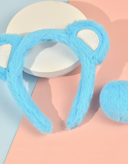 Load image into Gallery viewer, MUKOSEL Bear Ears Headband &amp; Tail Set Animal Costume Blue Standard Size
