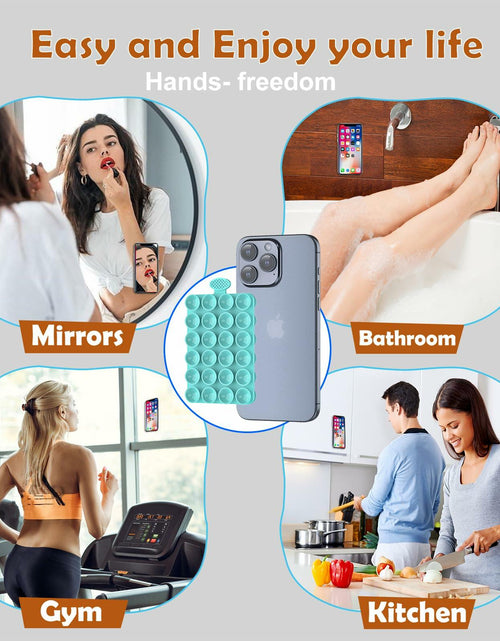 Load image into Gallery viewer, ZZGX 2PCS Silicone Suction Cup Phone Mount Holder Turquoise Double Sided
