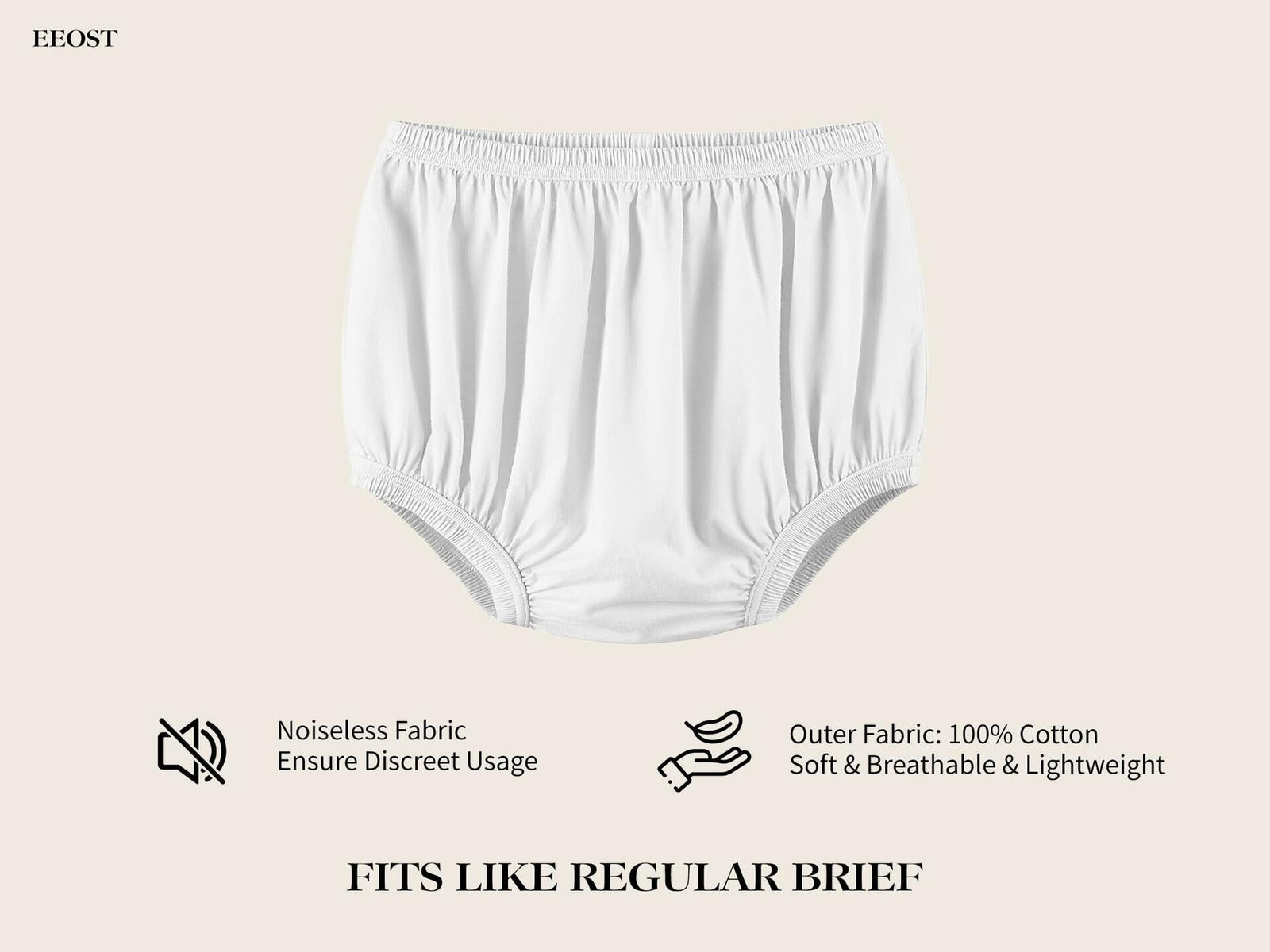 EEOST Women's Incontinence Diaper Plastic Pants Waterproof Cloth Cover White XXL