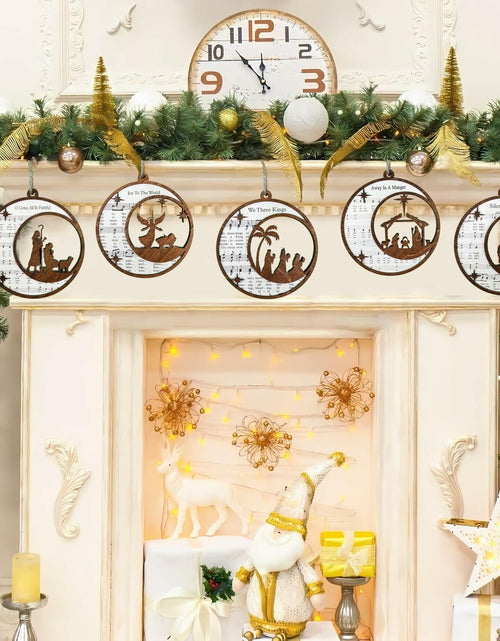 Load image into Gallery viewer, SOLMAYCO Christmas Nativity Ornaments Set of 5 Wooden Religious Decorations
