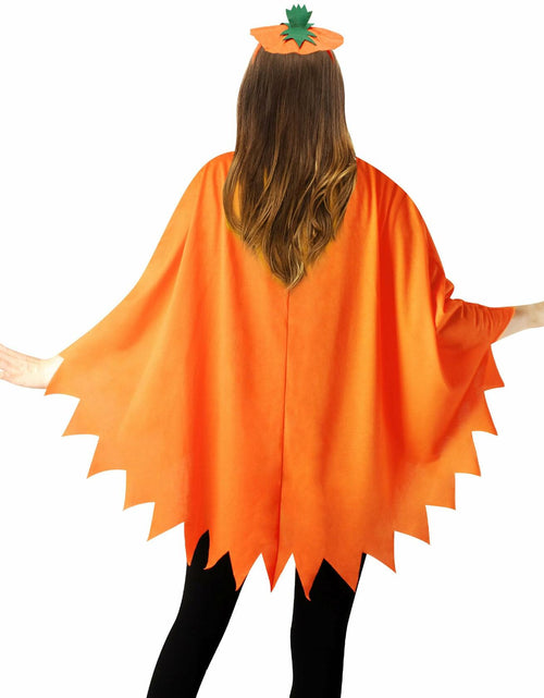 Load image into Gallery viewer, HEYFIZZ 3 PCS Pumpkin Costume Poncho Set Halloween Orange Size Adult
