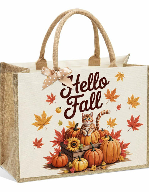 Load image into Gallery viewer, CHQIUCR Autumn Pumpkin Canvas Tote Bag Large Reusable Grocery Bag 16.7x12.5x7.5
