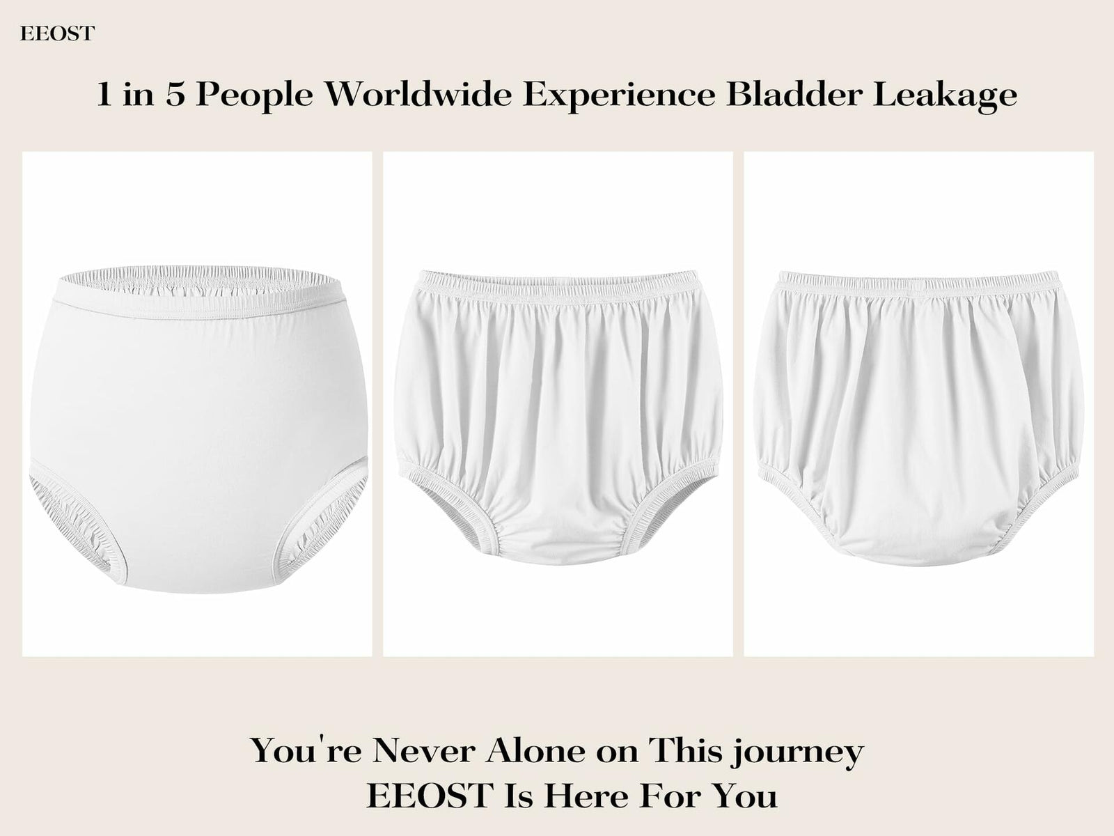 EEOST Women's Incontinence Diaper Plastic Pants Waterproof Cloth Cover White XXL
