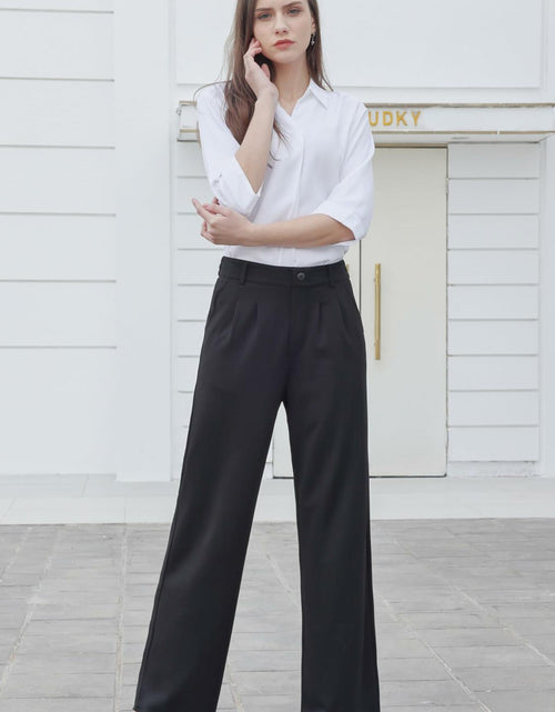 Load image into Gallery viewer, Bamans Wide Leg Dress Pants High Elastic Waist Curvy Women Black Size S
