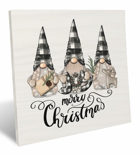 UNCDLV Happy Gnomes Wooden Sign Fall Decor 6x6 Inch hallothanksmas2