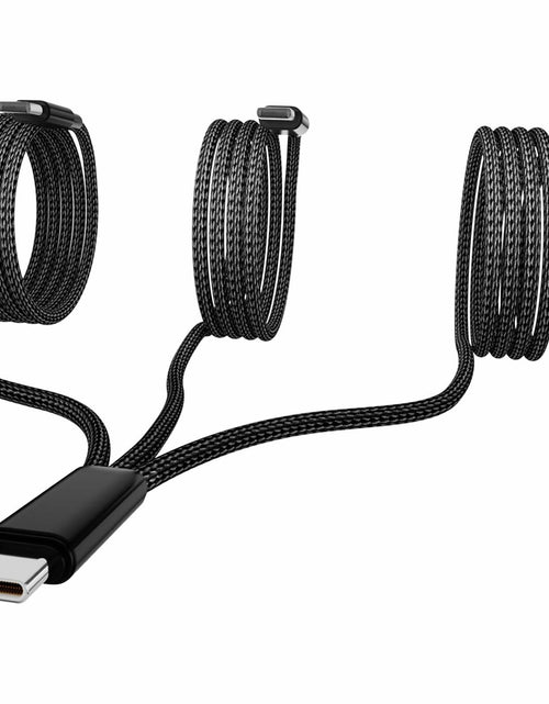Load image into Gallery viewer, Wosixima USB-C 3-in-1 Charging Cable 4ft Black for iPhone 16/15 Pro Max Samsung
