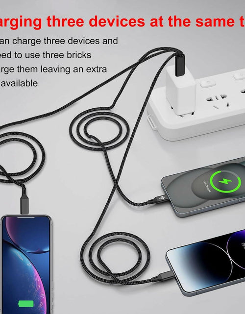 Load image into Gallery viewer, Wosixima USB-C 3-in-1 Charging Cable 4ft Black for iPhone 16/15 Pro Max Samsung
