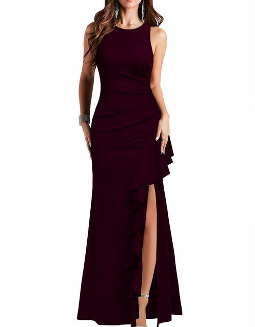 Load image into Gallery viewer, WOOSEA Women's Sleeveless Split Bodycon Mermaid Dress Black Size XL
