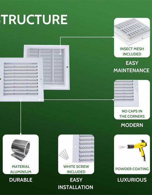 Load image into Gallery viewer, GREEN VENT Aluminum Alloy Gable Vent 10x10 Outdoor Wall Cover with Mesh
