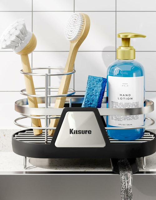 Load image into Gallery viewer, Kitsure Kitchen Sink Sponge Holder Rustproof Metal Organizer Black 7.9x3.9x5.3
