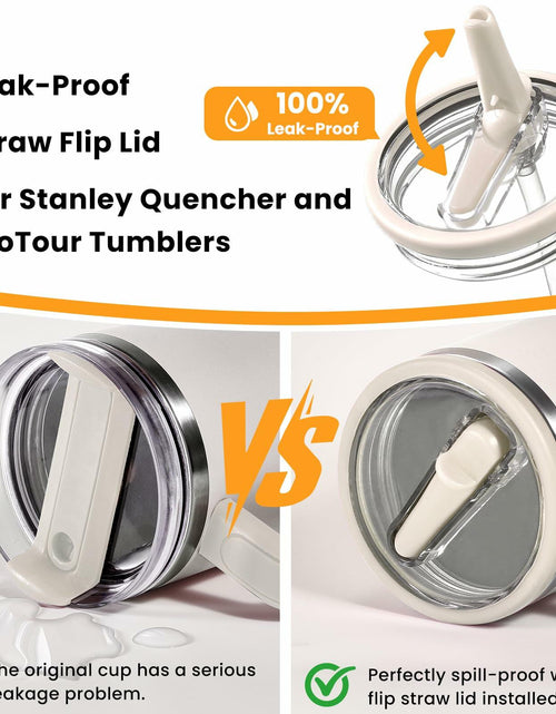 Load image into Gallery viewer, ANTAND 40oz Flip Straw Leak Proof Lid Stanley H2.0 Quencher 2 Pack Beige Matcha

