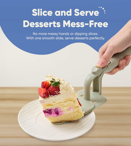 Chef's Path Easy Release Cake & Pie Server Lift-and-Serve Sage Green