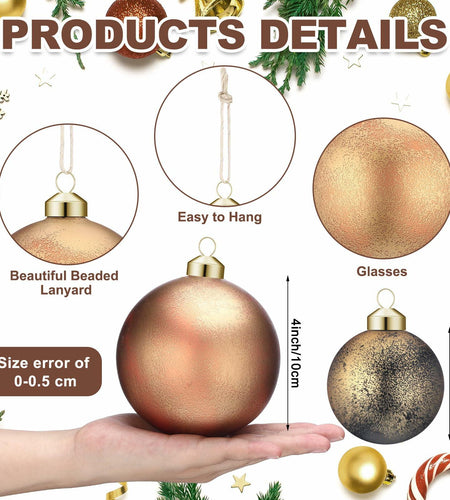 Relaxgiant 12 Pcs Neutral Brown Grey Matte Glass Christmas Ornaments 4in 2.36in
