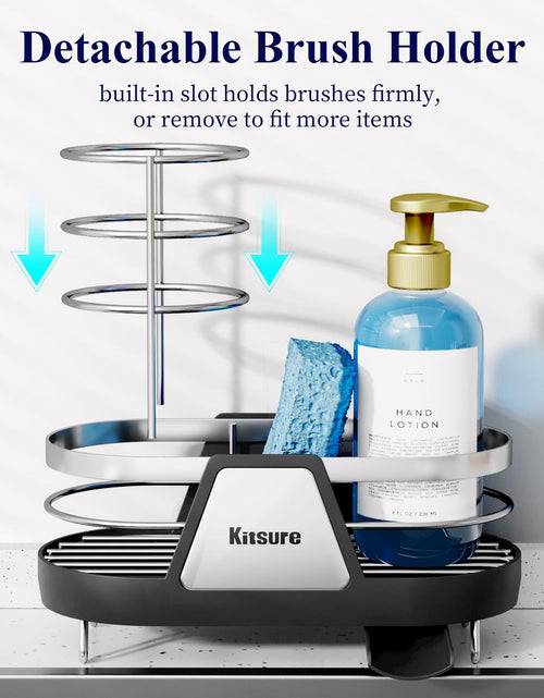 Load image into Gallery viewer, Kitsure Kitchen Sink Sponge Holder Rustproof Metal Organizer Black 7.9x3.9x5.3
